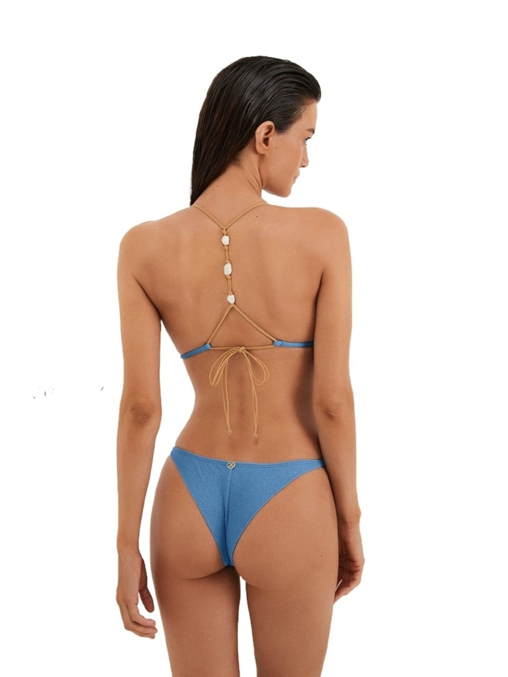 ViX Paula Hermanny Firenze Ney T-Back Bikini Set in Beach Front/Blue XS/M NWOT